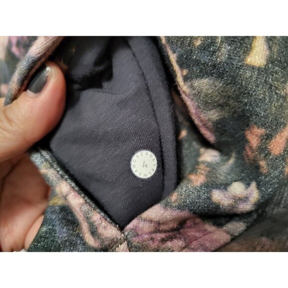 Lululemon Scuba Hoodie Floral Fleece Jacket Black Pink - Picture 12 of 15